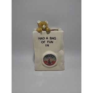 Vintage Ceramic Pen Holder Teddy Bear‎ Texas Souvenir